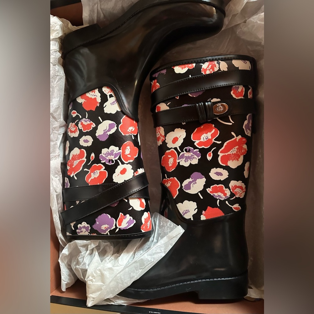 Vintage Flower Coach Rainboots